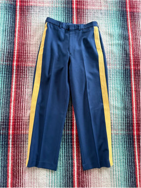 Marlow White Army Dress Pants 30x29 Blue with Yellow Stripe